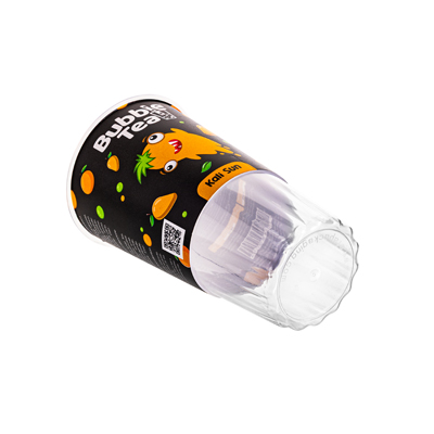 Liggende Bubble Tea beker, speelse golvende bodem